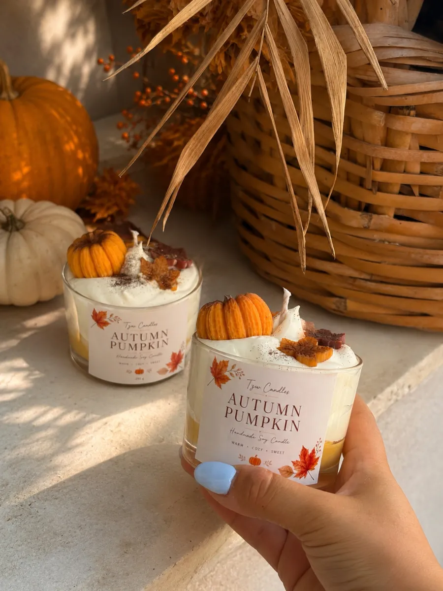 Pumkin Spice-Χειροποίητο Αρωματικό Κερί Σόγιας 250g 2 keri pumkin spice 2