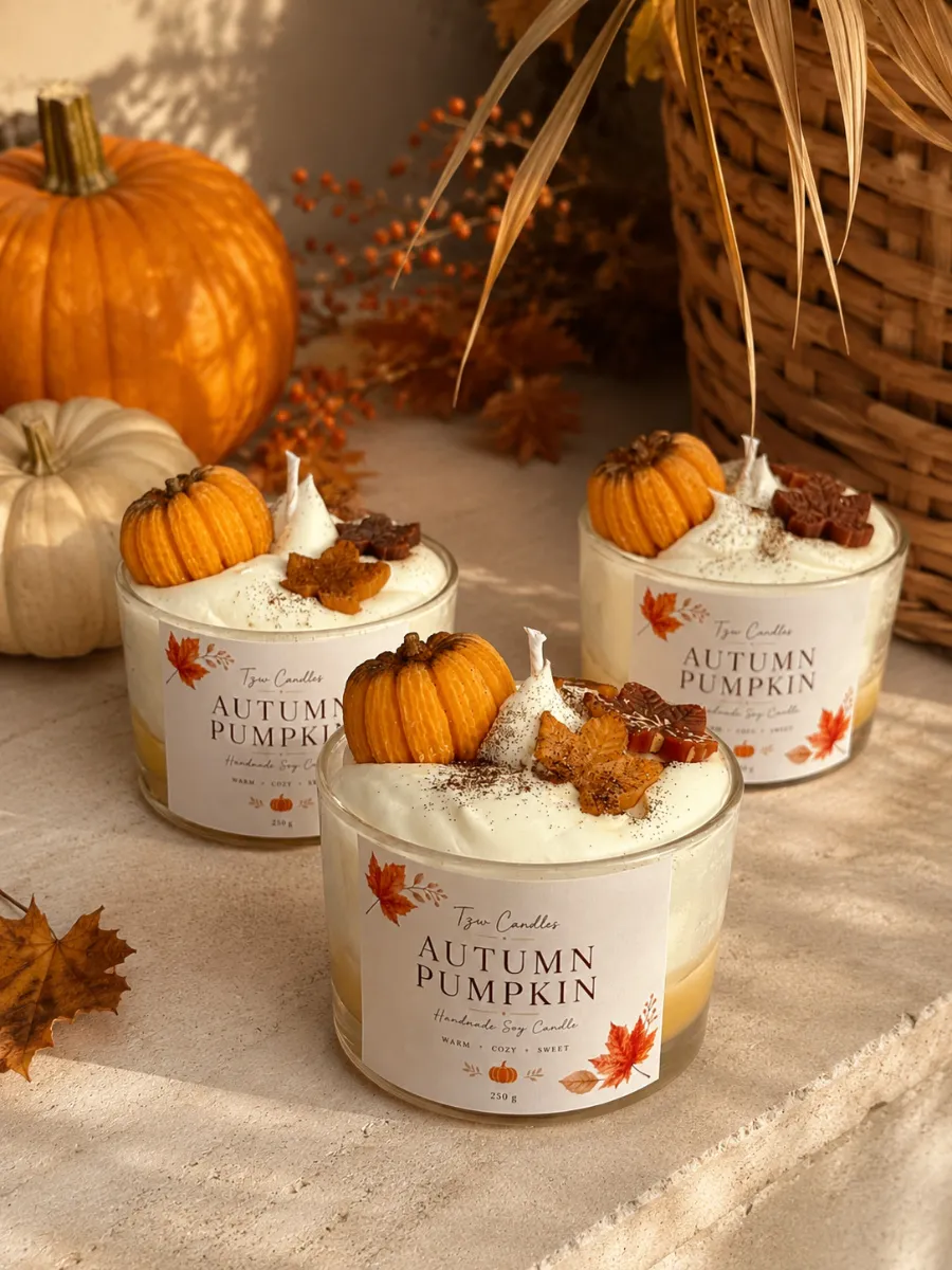 Pumkin Spice-Χειροποίητο Αρωματικό Κερί Σόγιας 250g 3 keri pumkin spice 3