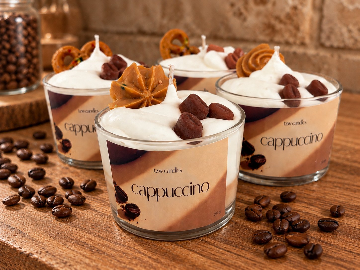 Cappuccino | Χειροποίητο Αρωματικό Κερί Σόγιας 250g 2 keri cappyccino 1
